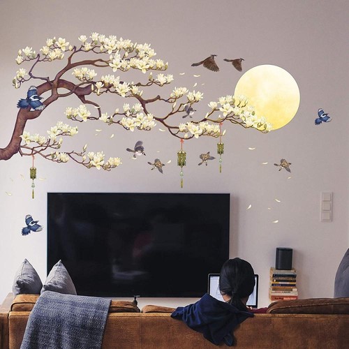 Self Adhesive Chinese Style Brown Tree Wall Art Wall Sticker Decals Mural