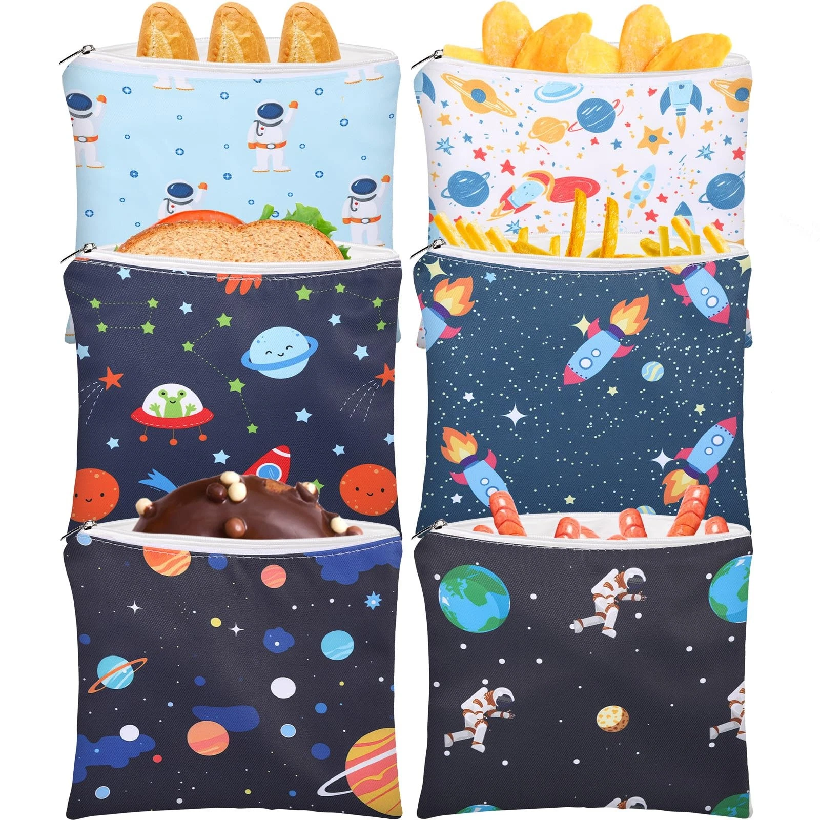 6 Pack Reusable Snack Bags for , Washable Sandwich & Food Storage Pouches, Du...