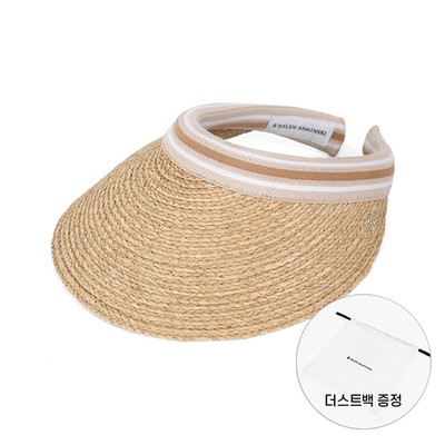 Helen Kaminski HAT50265 NTNUS Bianca Natural Nougat Stripe Visor Sun Cap