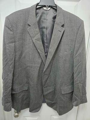 Mens Joseph Feiss GRAY Wool 2-Button Blazer Suit Sport Coat Jacket Size 56L