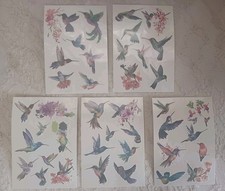 BEAUTIFUL COLORFUL HUMMINGBIRD BIRDS TEMPORARY TATTOOS 5 SHEETS  40 INDIVIDUAL 