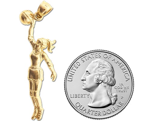 14K Gold Female Basketball Player Pendant - Picture 3 of 6
