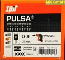 SPIT Zubehör: 500 Nägel C6-25 für PULSA 700 + 800, 40 P / E Akku Gasnagler, 25mm