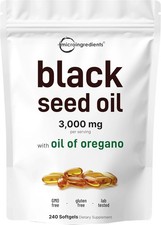 Micro Ingredients Black Seed Oil Softgels, 3,000mg, 240 Pack of 1
