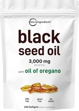 Micro Ingredients Black Seed Oil Softgels, 3,000mg, 240 Pack of 1