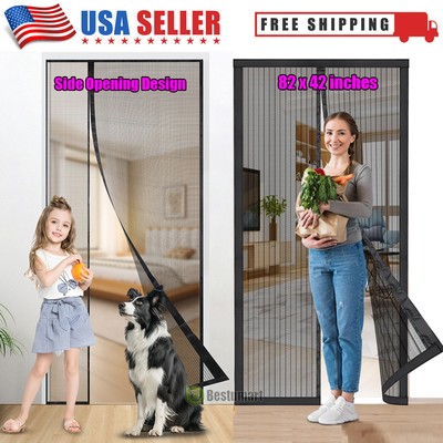 Magnetic Screen Door Mesh Curtain Durable Heavy Duty Mosquito Net Bug Hands Free