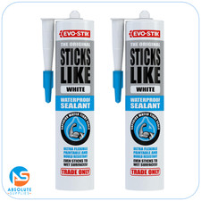 2 x Evo-Stik Sticks Like SH*T, Waterproof Sealant Flexible,White 290ml