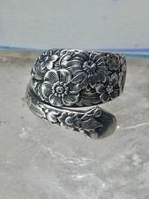 Floral Spoon ring flowers band size 5.50 sterling silver women girls