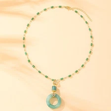 New Chinese Style Peace Disc Necklace Vintage Hetian Jade Pendant for Women