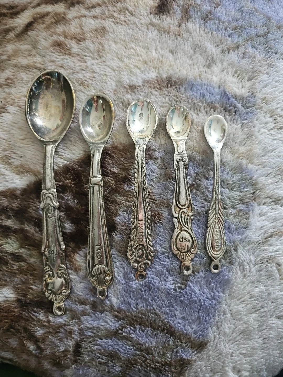 Anthropologie Vintage Silver Plated Measuring Spoons Set of 5.