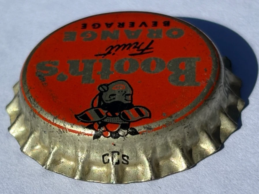 BOOTH'S FRUIT ORANGE SODA BOTTLE CAP; PHILADELPHIA, PA; USED CORK CROWN, lady - Image 2 of 2