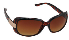 SUNGLASSES-Oversized Tortoiseshell Frame Brown Gradient Lens Gold Temple Detail
