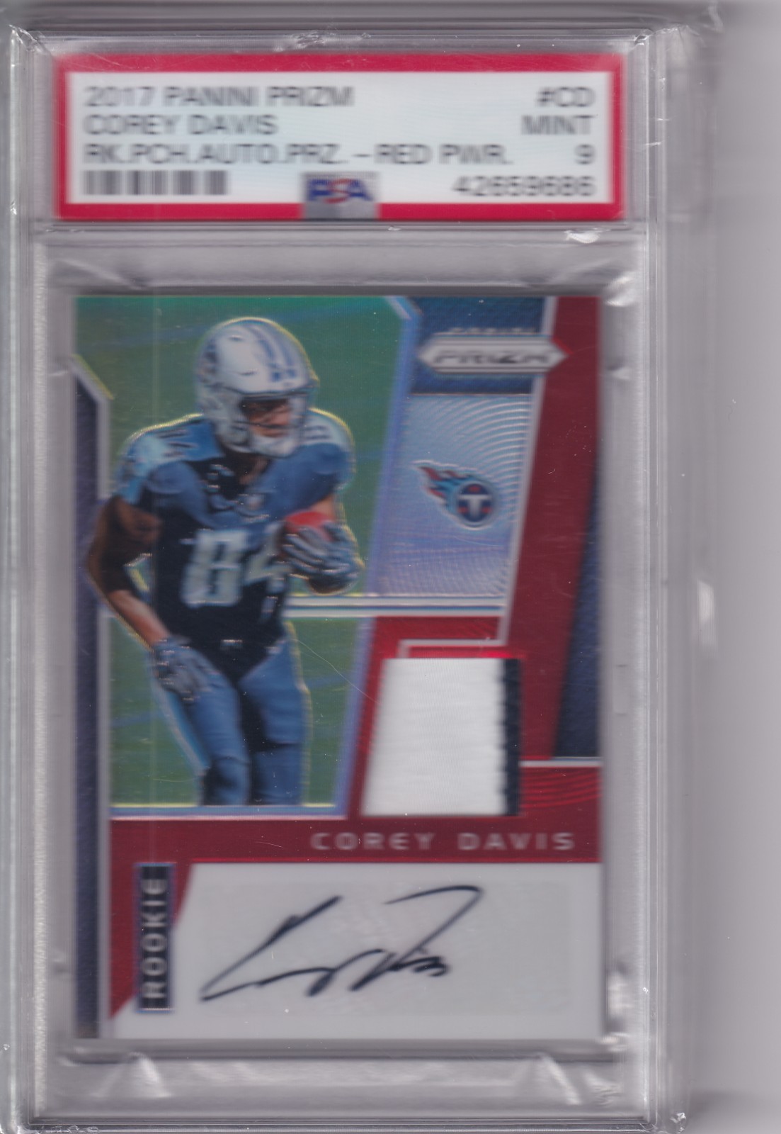Corey Davis Panini Prizm Rookie Patch Autograph Prizm #CD Red Power