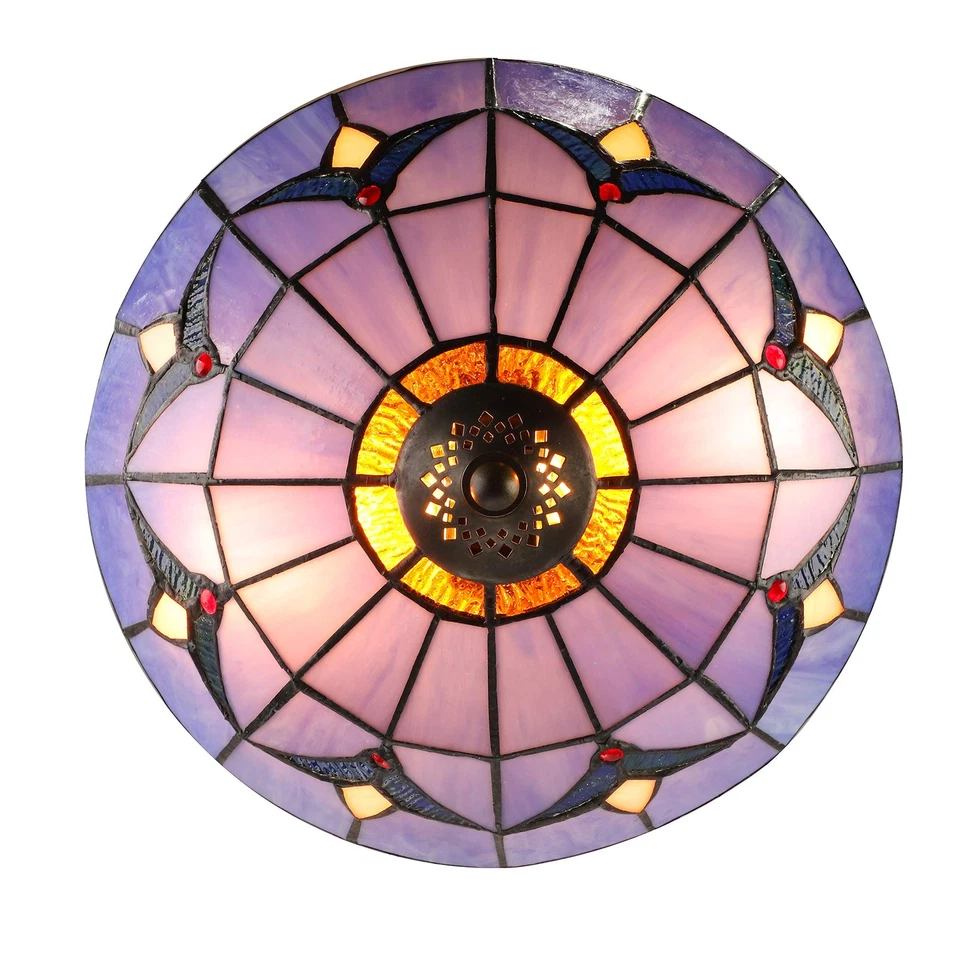 Lámpara de techo industrial de 12" de ancho estilo Tiffany montaje empotrado 2 luces... Foto 4 de 4