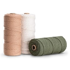 Navaris Set 3X Corda Macrame Bianco Rosa Verde - Rocchetto Filo macramè 3mm L