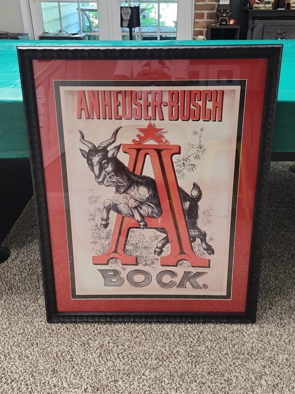 Anheuser Busch Bock Beer Framed Print 29.5" by 36.5" - Statement Piece