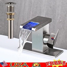 Temperature Sensitive LED Faucet Waterfall Design Eco-Friendly Single Handle New