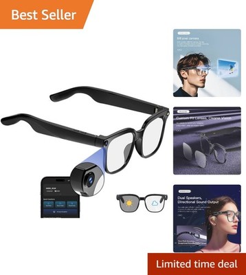 Lightweight Smart Glasses with 32GB Storage - Voice Control & 12 Hours Playback