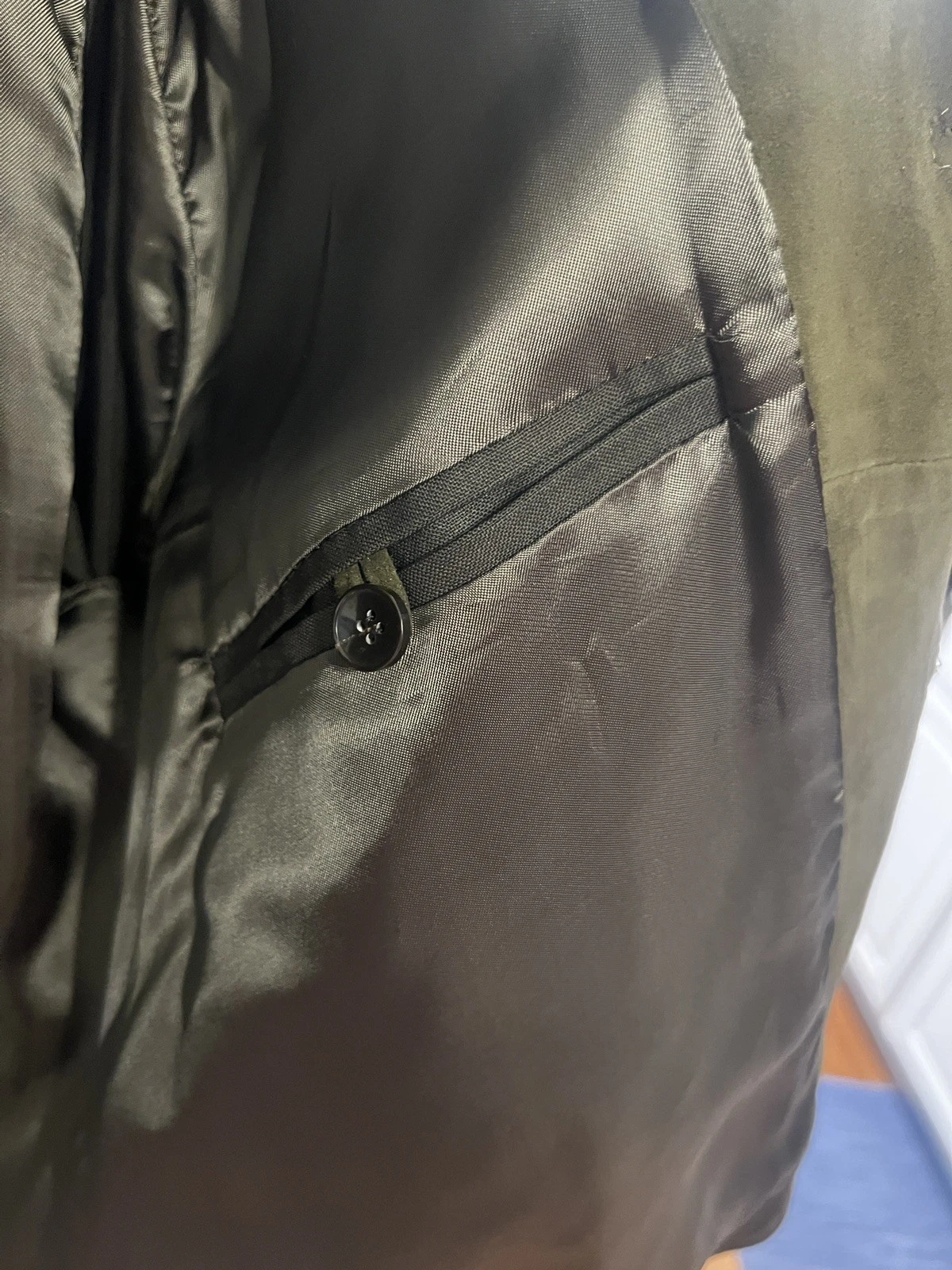 Officine Generale Leo Suede Trucker Jacket Green Large image 13