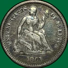 1863 Seated Liberty Half Dime Very Fine VF Coin, Cleaning #29889