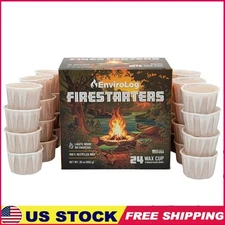 Fire Starters 24 Count Eco-Friendly Indoor Outdoor 20 Min Burn Time Non-Toxic US
