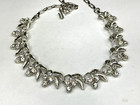 Vintage Signed STAR Silvertone & Rhinestone Flower Necklace — photo 3