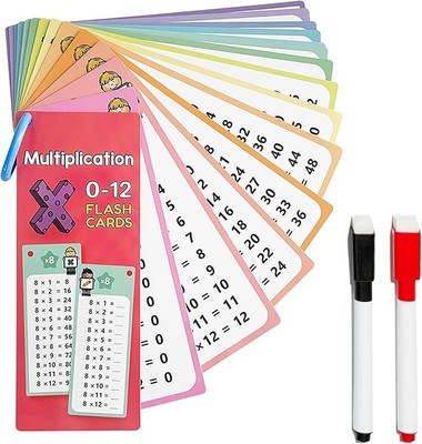 Multiplikation Zeittabellen Lernkarten, 0-12 Mal Tabelle Mathe Lernkarten mit 2 