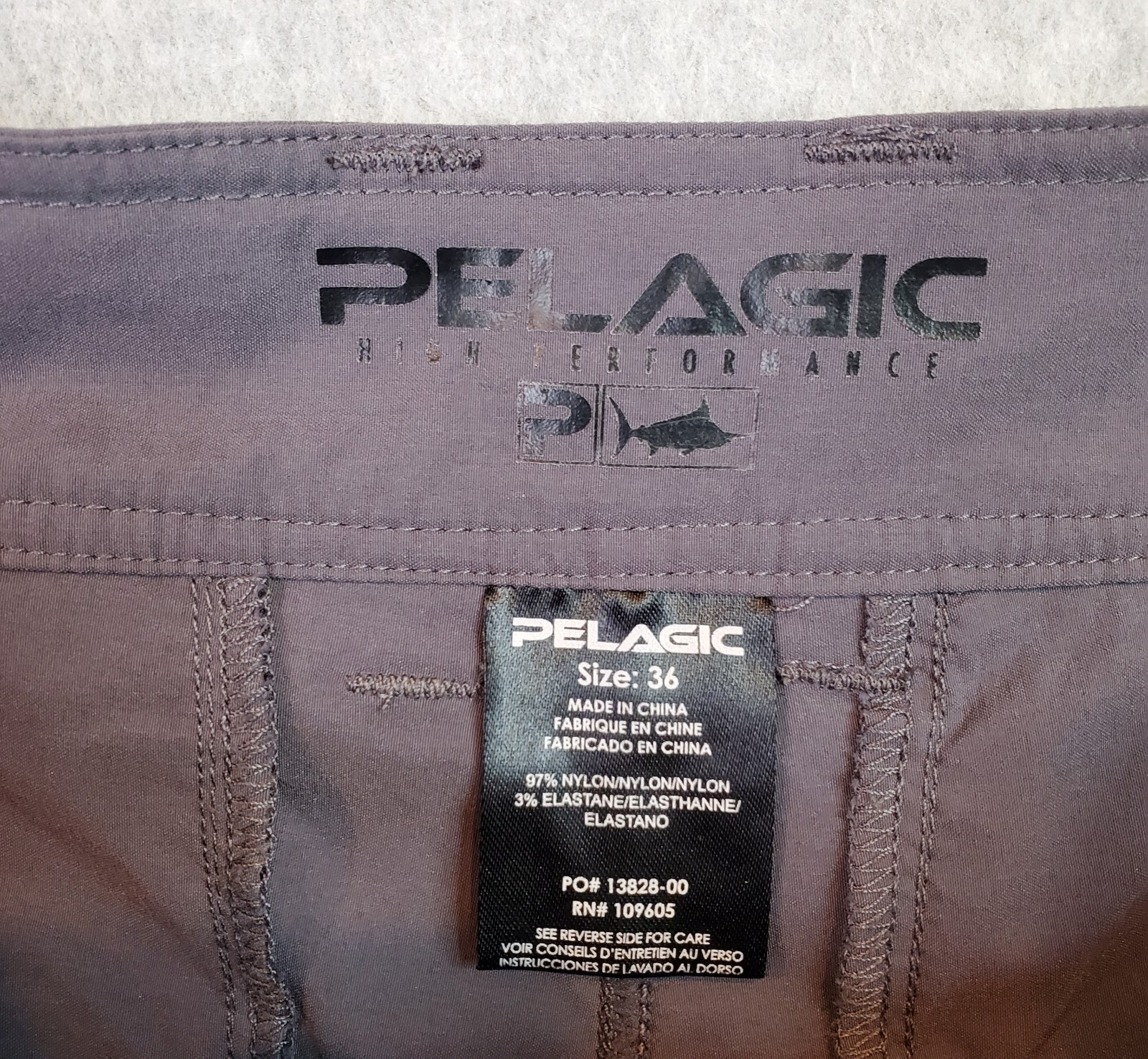 Pelagic Shorts Men's Size 36 Dark Gray Hybrid Fishing Surfing Performance Chinos