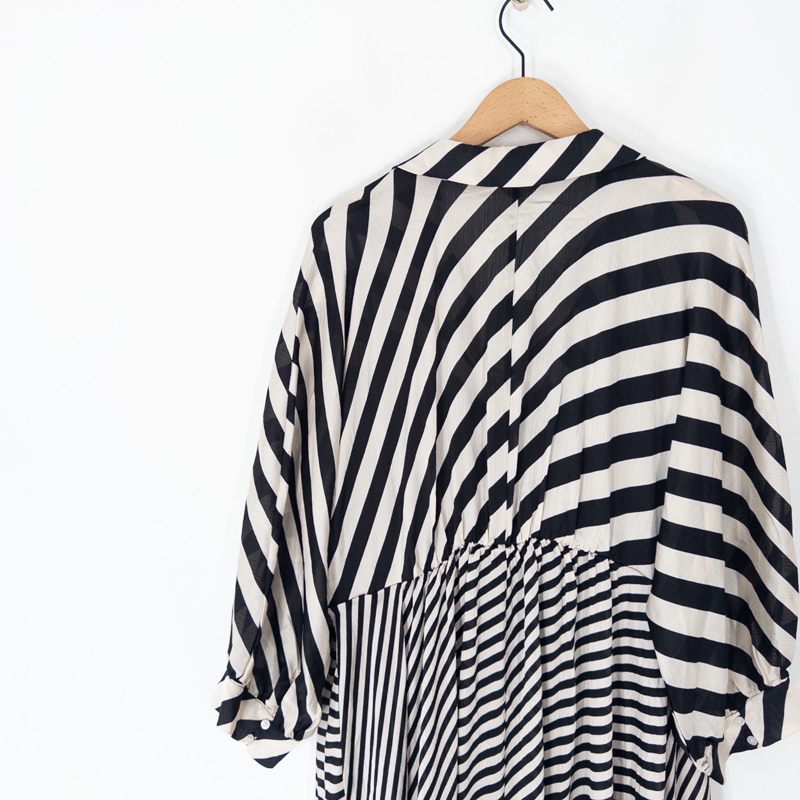 Monsoon Sofia Stripe Dress Size XL 20 22 NEW Black Cream Midi RRP £85 image 9