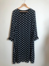 luca vanucci size large black polka dot ruffle sleeve dress lined