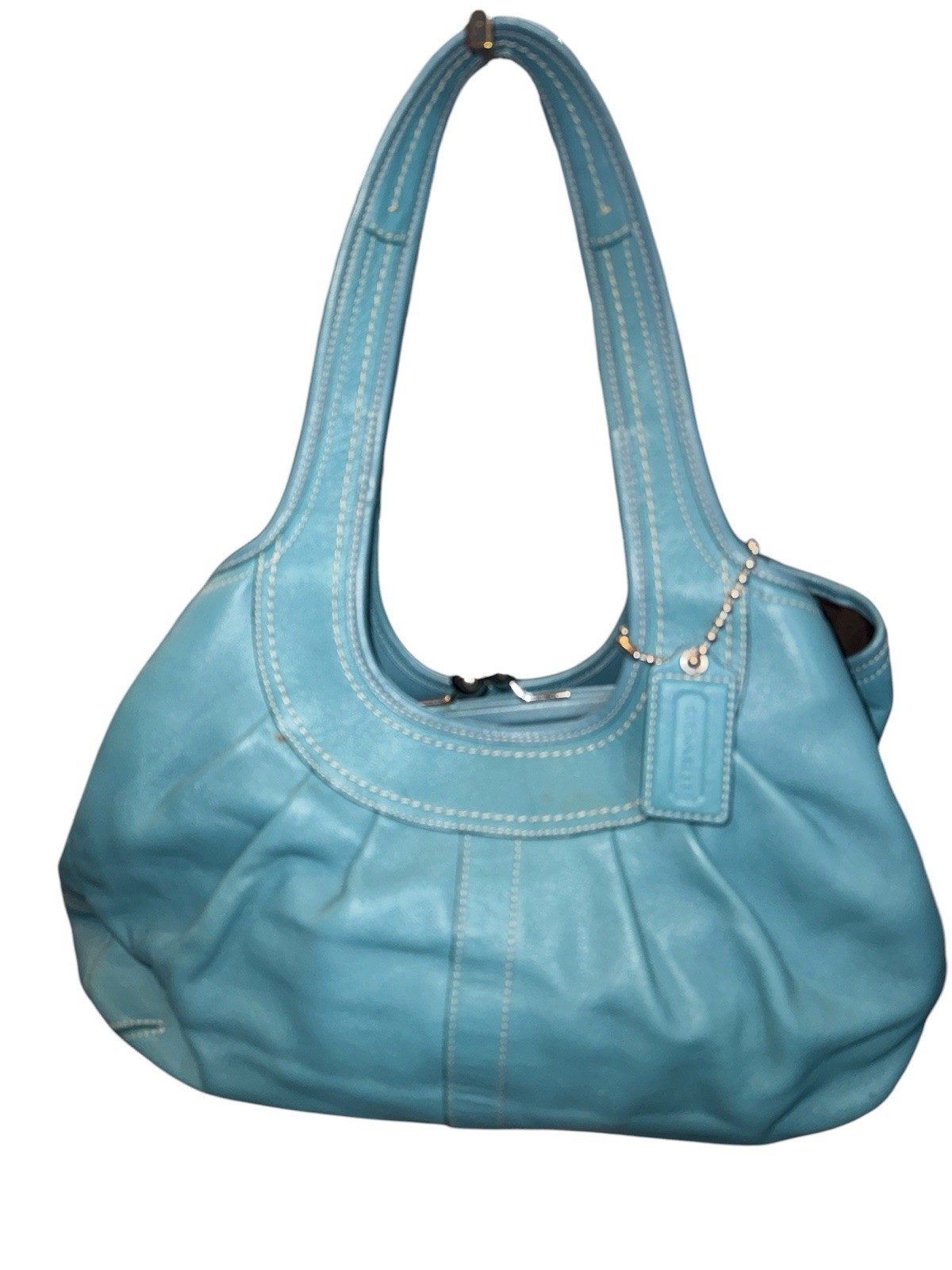 Rare Coach Ergo Leather Pleated Kisslock Turquoise Bl… - Gem