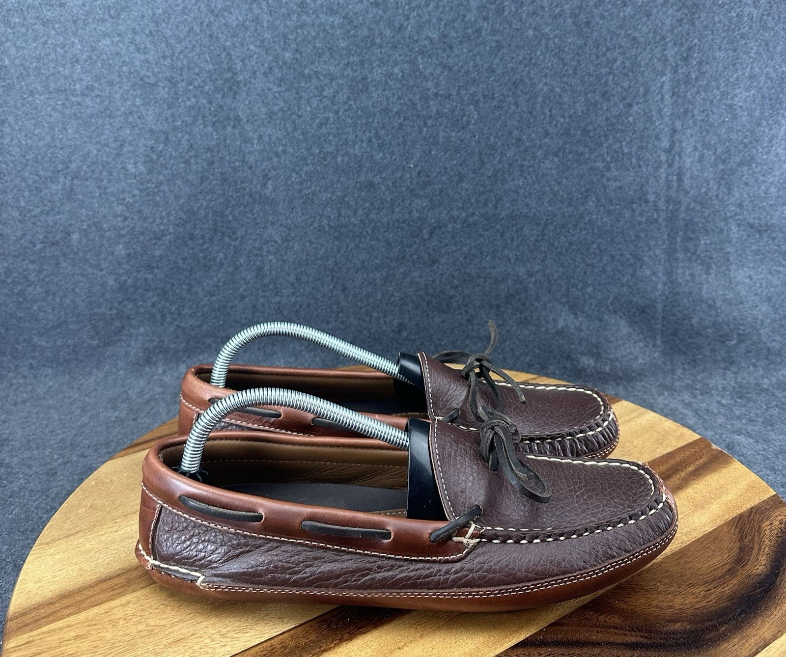 SAOLA Mocassini ciabatte LL Bean uomo taglia 9D pelle marrone doppia suola 238246