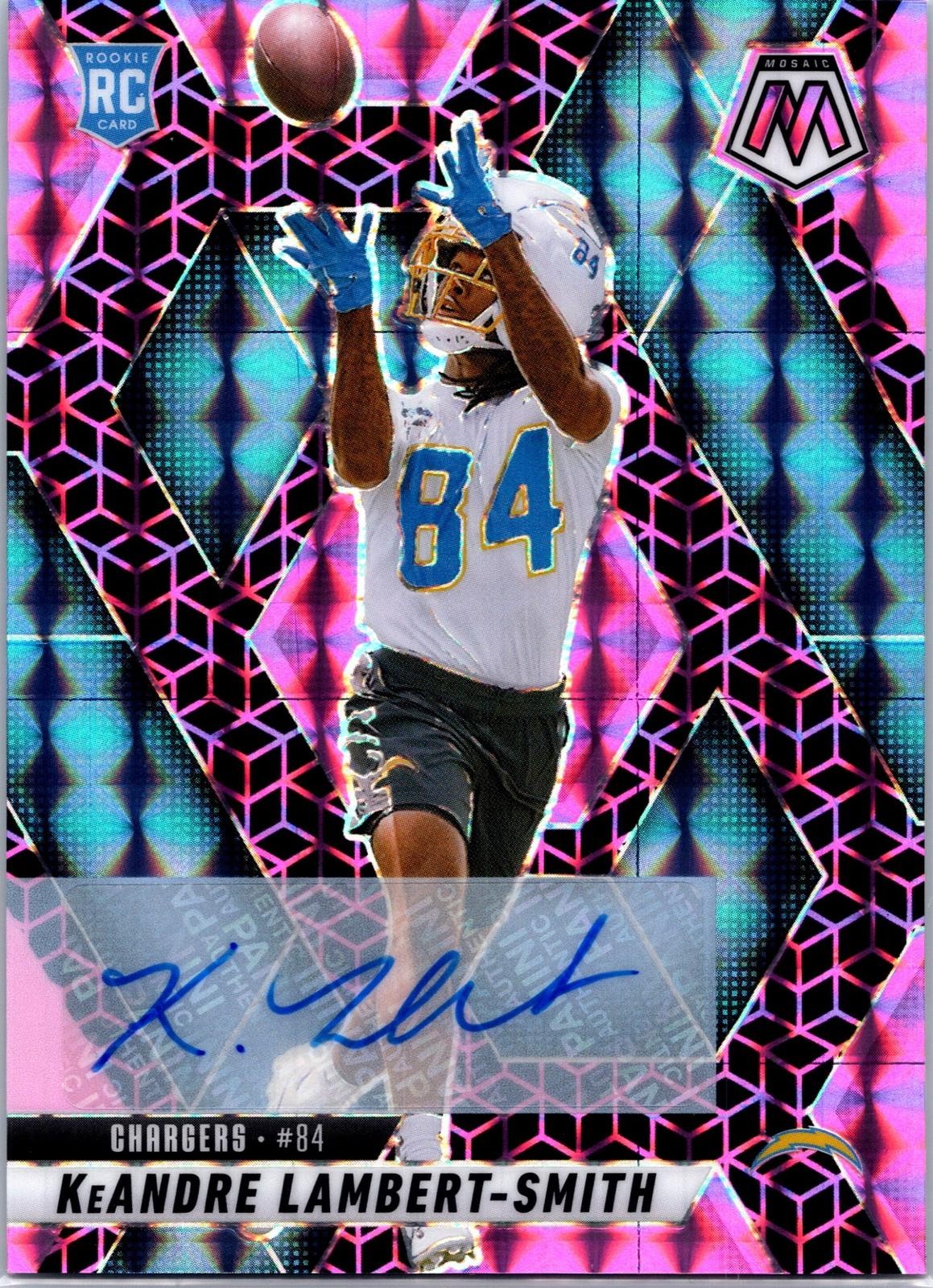 2025 Panini Mosaic #336 KeAndre Lambert-Smith RC Auto Mosaic Pink Spectris #/30