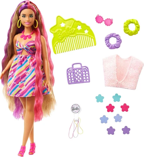 Totally Hair Doll, Flower-Themed with 8.5-Inch Fantasy Hair & 15 Styling Accesso
