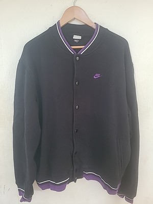 Nike VTG Y2K Varsity Bomber Jacket Black/Purple Size XL
