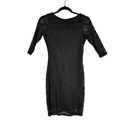ASOS Petite Black Lace Bodycon Dress Deep V Back Cocktail Party XXS