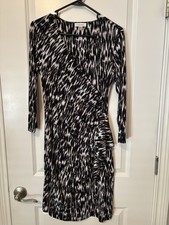 Calvin Klein Black and White Faux Wrap Dress Size 4
