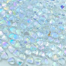 400 Pcs Acrylic Heart Shape Beads AB Colors Heart Pony Spacer Beads for Jewelry