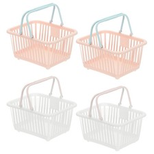 Mini Shopping Baskets with Handles Small Tiny Baskets, 4Pcs, White/Pink