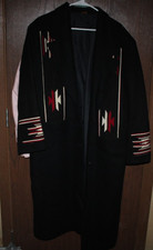 PIONEER WEAR WOOL NATIVE AMERICAN THEMED TRENCH COAT USA MADE X-LARGE BLACK