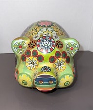 Hucha de monedas vintage de cerámica boho hippie flower power