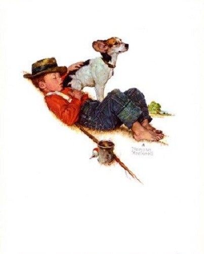 Póster de Adventures Between Adventures de Norman Rockwell Un niño, perro 11x14 - Imagen 1 de 1