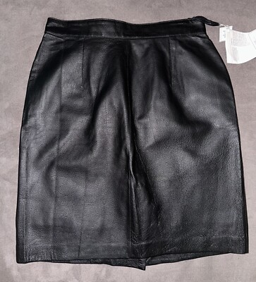 Vintage Echtes Leder size 38 US 8 Black Leather High Waist 1980 s Skirt 20  Long