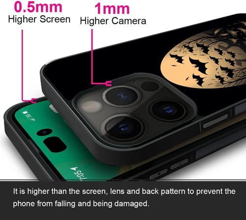 Anti scratch Cover gothic horror black Bats For iPhone SE XS XR Max 5 6 7 8 Plus - Picture 8 of 25