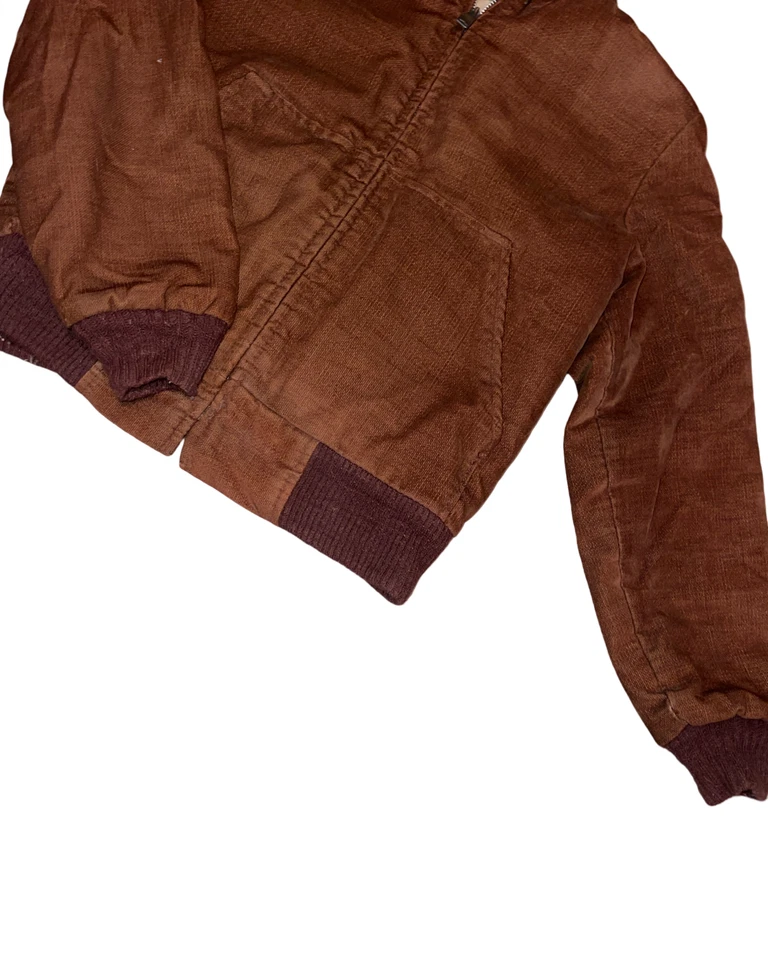 复古 70 年代/80 年代棕色男式工作服夹克羊毛衬里大号 — 第 4/4 张图片