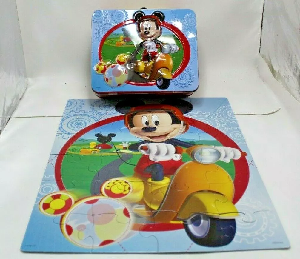 Disney Mickey Mouse on Scooter Clubhouse Puzzle Metal Tin Lunch