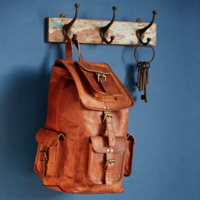 Echt Leder City Bag Rucksack Backpack Aktentasche Reisetasche Handarbeit OVER...