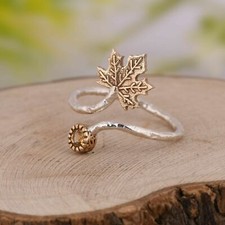 The Maple Leaf Adjustable Ring 925 Sterling Silver Citrine Daily Wear Rings
