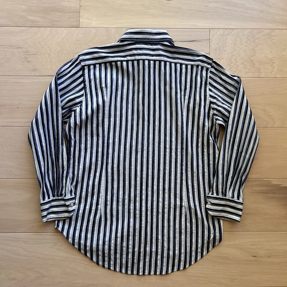 Camisa Etro Milano Abotonada 3D Tejida Rayas Manga Larga Para Hombre’s 2XL Foto 2 de 4