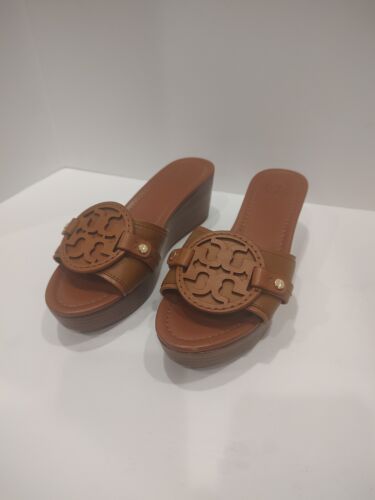 Tory Burch Selma Brown Tan Wedge Shoes Sz 7.5